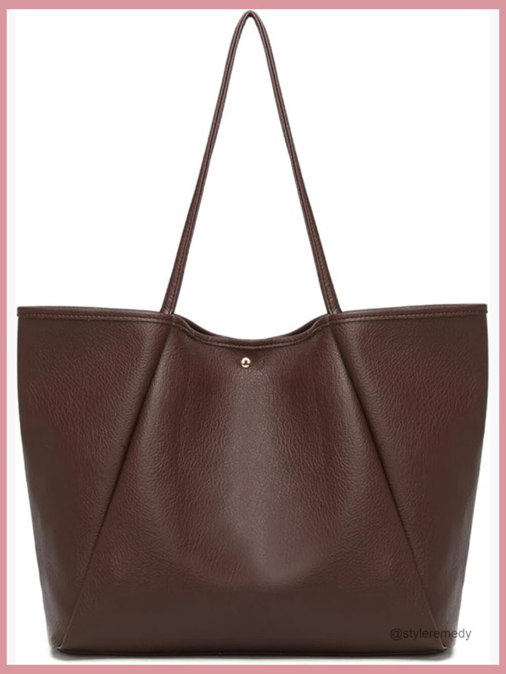 Large Faux Leather Tote Bag - Spacious Minimalist Handbag for Work & Office